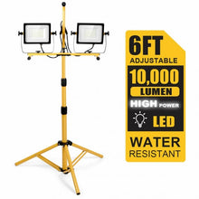 Load image into Gallery viewer, 100 W 10 000 lm LED Dual-Head Work Light with Stand