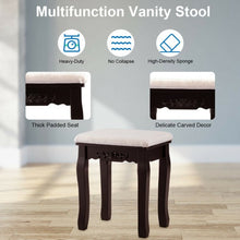 Load image into Gallery viewer, Makeup Dressing Table with Touch Switch Lighted Mirror and Cushioned Stool-Brown