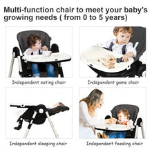 Load image into Gallery viewer, Foldable High chair with Multiple Adjustable Backrest-Dark Gray