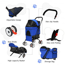 Load image into Gallery viewer, Pet Foldable Cage Stroller For Cat And Dog-Blue