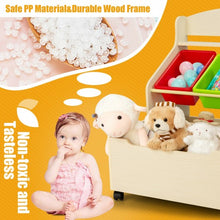 Load image into Gallery viewer, Kids Wooden Toy Storage Unit Organizer w/ Rolling Toy Box & Plastic Bins-Natural