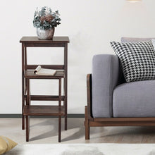 Load image into Gallery viewer, Folding Multi-functional 3-tier Ladder Wood Step Stool-Coffee