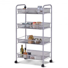 Load image into Gallery viewer, Black/Gray 4 Tier Storage Rack Trolley Cart-Black
