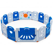 Load image into Gallery viewer, 16-Panel Baby Playpen Safety Play Center with Lockable Gate-Blue