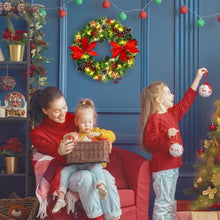 Load image into Gallery viewer, 24" Pre-lit Artificial Christmas Wreath Battery Operated