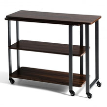 Load image into Gallery viewer, 360° Rotating Sofa Side Table with Storage Shelves and Wheels-Walnut
