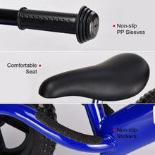 Load image into Gallery viewer, Black/Pink/Blue 12" Balance Kids No-Pedal Learning Bicycle -Blue