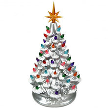 Load image into Gallery viewer, 15" Pre-Lit Hand-Painted Ceramic Christmas Tree-Silver