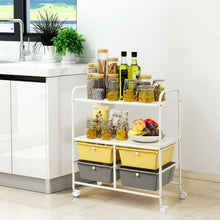 Load image into Gallery viewer, 4 Drawers Shelves Rolling Storage Cart Rack-Yellow