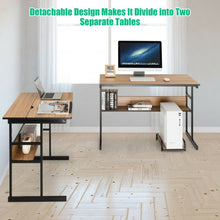 Load image into Gallery viewer, L-Shaped Computer Desk with Tiltable Tabletop-Walnut