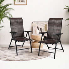 Load image into Gallery viewer, 2 Piece Patio Rattan Folding Reclining Chair