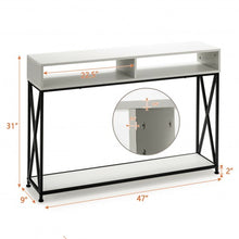 Load image into Gallery viewer, Console Table with Open Shelf and Storage Compartments Steel Frame-White