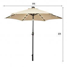 Load image into Gallery viewer, 9' Solar LED Lighted Patio Market Umbrella Tilt Adjustment Crank Lift -Beige