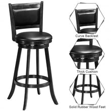 Load image into Gallery viewer, Set of 2 29" Swivel Bar Height Stool Wood Dining Chair Barstool-Black