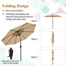 Load image into Gallery viewer, 9Ft Solar LED Market Umbrella with Aluminum Crank Tilt 16 Strip Lights-Beige