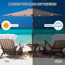 Load image into Gallery viewer, 10FT Patio Solar Umbrella LED Patio Market Steel Tilt W/ Crank Outdoor New-beige