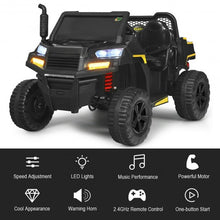Load image into Gallery viewer, 12V Battery Powered Kids Ride On Dumpbed Truck RC-Black