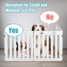 Load image into Gallery viewer, 24" Folding Wooden Freestanding Pet Gate Dog Gate with 360° Hinge -White
