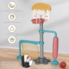 Load image into Gallery viewer, 3-in-1 Height Adjustable Basketball Stand Set with Soccer and Roller