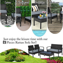 Load image into Gallery viewer, 4 PCS Patio Rattan Cushioned Furniture Set -Black