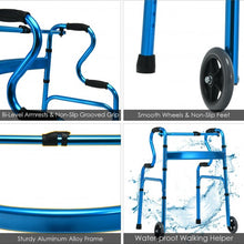 Load image into Gallery viewer, Aluminum Heavy-Duty Folding Wheeled Stand-Assist Walker-Blue