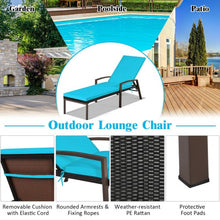 Load image into Gallery viewer, 2 pcs Patio Rattan Adjustable Back Lounge Chair-Turquoise