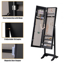Load image into Gallery viewer, Mirrored Standing Jewelry Cabinet Storage Box-Black