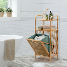 Load image into Gallery viewer, Tilt out Bamboo Shelf Slat Frame Storage Laundry Hamper