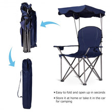 Load image into Gallery viewer, Portable Folding Beach Canopy Chair with Cup Holders-Blue
