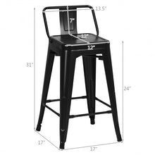 Load image into Gallery viewer, 24" Set of 4 Low Back Metal Counter Stool Stools-Black