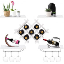 Load image into Gallery viewer, Set of 5 Wall Mount Wine Rack Set w/ Storage Shelves-White