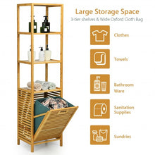 Load image into Gallery viewer, Bamboo Tower Hamper Organizer with 3-Tier Storage Shelves-Natural