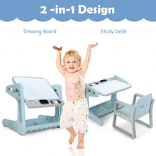 Load image into Gallery viewer, 2 in 1 Kids Easel Table and Chair Set with Adjustable Art Painting Board-Blue