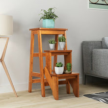 Load image into Gallery viewer, 3 Tier Step Stool 3 in 1 Folding Ladder Bench-Natural