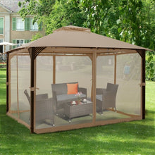 Load image into Gallery viewer, 12" x 10" Outdoor Double Top Patio Gazebo-Brown