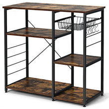 Load image into Gallery viewer, Industrial Kitchen Baker's Rack Microwave Shelf with 6 Hooks