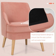 Load image into Gallery viewer, Velvet Upholstered Accent Chair with Rubber Wood Legs-Pink
