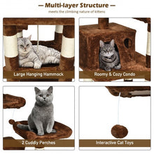 Load image into Gallery viewer, 55" Multi-Level Kitten Activity Tower with Hammock-Brown