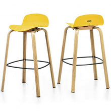Load image into Gallery viewer, Set of 2 Modern Barstools Pub Chairs with Low Back and Metal Legs-Yellow
