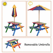 Load image into Gallery viewer, 4 Seat Kids Picnic Table with Umbrella