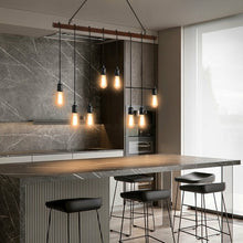 Load image into Gallery viewer, 8-light Industrial Pendant Light Wood Hanging Chandelier Fixture