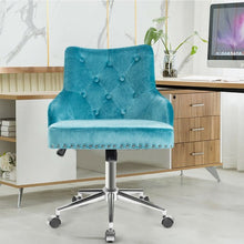 Load image into Gallery viewer, Tufted Upholstered Swivel Computer Desk Chair with Nailed Tri-Turquoise