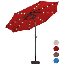 Load image into Gallery viewer, 10FT Patio Solar Umbrella LED Patio Market Steel Tilt W/ Crank Outdoor New-Burgundy