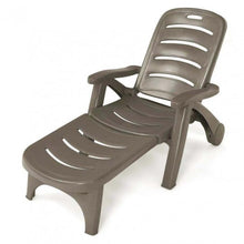 Load image into Gallery viewer, 5 Position Adjustable Folding Lounger Chaise Chair on Wheels-Brown
