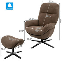 Load image into Gallery viewer, Modern Swivel Rocking Chair and Ottoman Set with Aluminum Alloy Base-Coffee