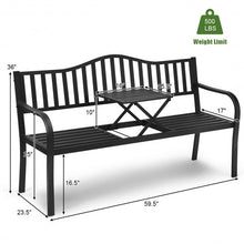 Load image into Gallery viewer, Patio Garden Bench Steel Frame with Adjustable Center Table