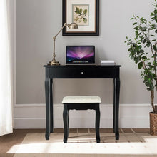 Load image into Gallery viewer, 3 Drawers Lighted Mirror Vanity Dressing Table Stool Set-Black