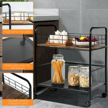 Load image into Gallery viewer, 2-Tier Storage Rolling Cart Trolley with Lockable Wheels Organizer