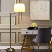 Load image into Gallery viewer, Swing Arm LED Floor Lamp with Hanging Fabric Shade
