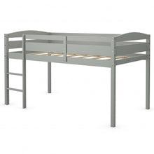 Load image into Gallery viewer, Wooden Twin Low Loft Bunk Bed with Guard Rail and Ladder-Gray